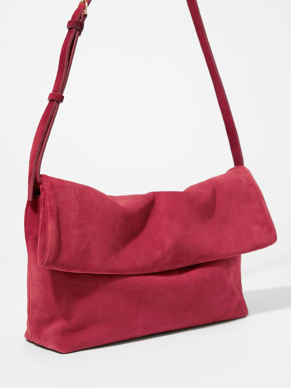 & OTHER STORIES Pink Suede Leather Folded Shoulder Bag / Clutch